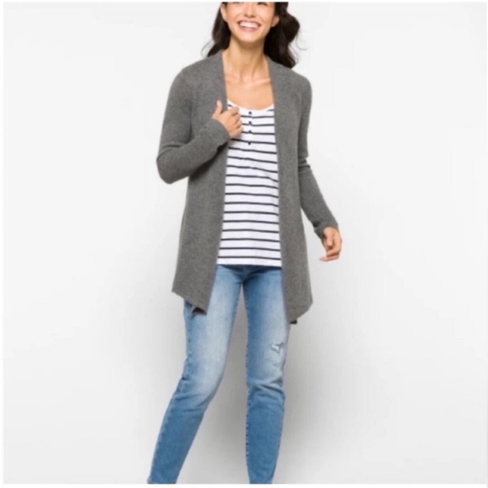 Leena Cashmere Open Drape Cardigan Gray